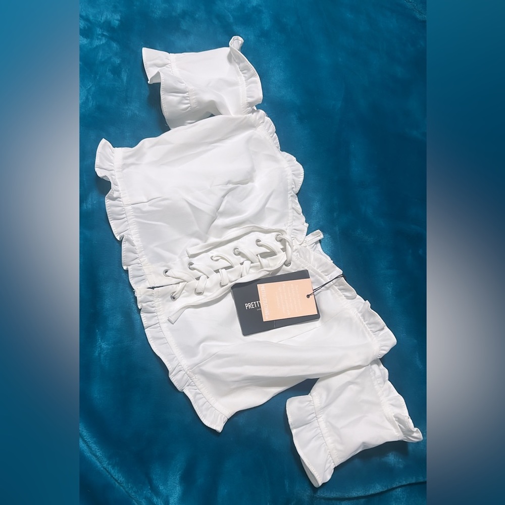 NWT White off shoulder crop top- Pretty Little Thing